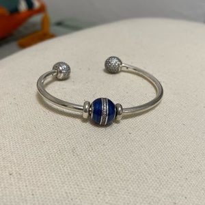 Pandora Open Bangle Bracelet with Navy Charm
